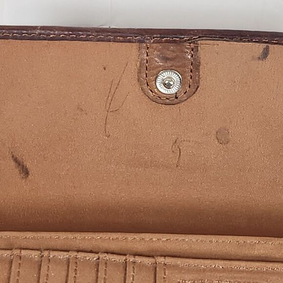 Vintage Fossil Genuine Leather Trifold Wallet Patchwork‎ Womens, 7"Lx 4.25"H - Picture 12 of 14